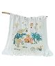 Bembika Bamboo Cotton Muslin Swaddle Blanket Baby Elephant Coconut Tree Printed - White