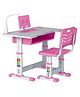 SYGA Kids Height Adjustable Desk and Chair Set Study Table Writing Desk with Eye Protection Lamp Bookshelf - Pink