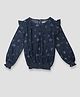 GINI & JONY Full Puffed Sleeves Honeybee Printed Top With Frills At Shoulder - Blue