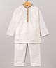 Pehanaava Full Sleeves Ethnic Solid Silk Blend Kurta And Pyjama - White