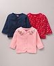 Babyhug 100% Cotton Knit Full Sleeves Vests Floral & Dotted Print Pack of 3 - Multicolour