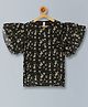 Kiddopanti Half Frill Sleeves Daisy Floral Printed Top - Black