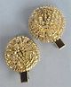 Tiny Closet Pair Of Ribbon Flower Hair Clip - Gold