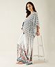 The Kaftan Company Three Fourth Batwing Sleeves Seamless Digital Geometric Style & Paisley Printed Kaftan Maternity Feeding Night Dress - White