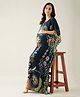 The Kaftan Company Three Fourth Batwing Sleeves Seamless Digital Paisley & Lotus Printed Kaftan Maternity Feeding Night Dress - Black