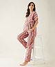 The Kaftan Company Half Sleeves Balanced Striped Maternity Lounge Set - Rust Pink