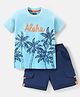 Babyhug 100% Cotton Half Sleeves T-Shirt & Shorts Trees Print - Blue & Navy