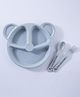 Round Shaped Section Plate With Spoon & Fork- Blue