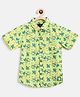 Tales & Stories Cotton Woven Half Sleeves Jungle Theme Printed Shirt - Light Green