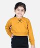 Aww Hunnie Full Sleeves Bow Detailed Winter Wear Crop Sweatshirt - Mustard Yellow