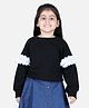 Aww Hunnie Full Sleeves Schiffli Lace Embellished Winter Wear Top - Black