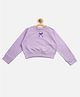 Aww Hunnie Full Sleeves Bow Detailed Winter Wear Crop Sweatshirt - Purple
