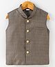 Pehanaava Sleeveless All Over Woven Design Detailed Nehru Jacket - Dark Grey