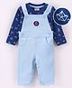 Wonderchild Full Sleeves  Boat & Sea Theme Printed Tee With Anchor Patch Dungaree - Denim Blue