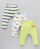 Babyhug Cotton Knit Full Length Striped Pack Of 3 - Green