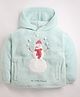 Cherry Crumble By Nitt Hyman Full Sleeves Self Textured & Snowman Embroidered Sherpa Hooded Sweatshirt - Mint Green