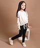 Lilpicks Couture Full Sleeves Tie And Dye Printed Knot Top With Legging - Peach Black