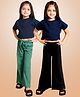 Lilpicks Couture Pack Of 2 Solid Flared Pyjamas - Green & Black