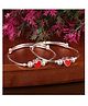 Silver Chest 92.5 % Pure Silver Bangles Pack of 2 Red Heart with Silver Beads Design - Silver