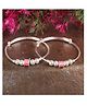 Silver Chest 92.5% Pure Silver Bangles for Baby Girl and Boy Silver Self Design Beads with Centre Pink Charm Pack of 2- Silver