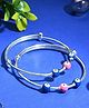 Silver Chest 92.5 Percentage Pure Silver Bangles for Baby Girl and Boy Kada with Elegant Self Design Silver Beads Pack of 2 -Silver
