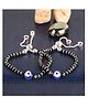 Silver Chest 92.5% Hallmarked Adjustable Pure Silver Nazariya For Baby Girl With Evil Eye and Red Stone Pack of 2 - Silver Black