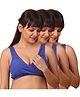 Morph Pack Of 3 Maternity Cotton Leak Proof Sleep Nursing Bra No Hooks Or Clips - Royal Blue
