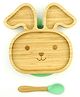 Starkiddo Bunny Bamboo Suction Plate and Learning Weaning Set - Green