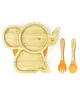 Starkiddo Tusker Bamboo Suction Plate and Learning Weaning Set - Orange