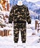 CrayonFlakes Full Sleeves Polar Fleece Camouflage Print Sweatshirt Jogger Set - Green