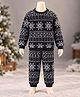CrayonFlakes Full Sleeves Jacquard Polar Fleece Design Detail Sweatshirt Jogger Set - Black