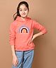Lilpicks Couture Full Sleeves Terry Rainbow Detail Hooded Sweatshirt - Peach