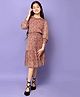 Lilpicks Couture Full Sleeves Paisley Design Printed Drop Waist Dress - Brown