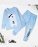 Plan B Full Sleeves Polar Bear Printed Thermal Tee & Pant Set - Ice Blue