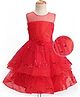 Mark & Mia Knit Sleeveless Party Dress with Sequins & Floral Applique - Red