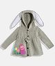 MayRa Knits Woollen Hand Knitted Full Sleeves Animal Embroidered Bunny Ears Hood Detail Dress - Grey