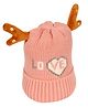 Miss Diva Love Text Detailed Reindeer Cap - Pink