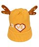 Miss Diva Love Text Detailed Reindeer Cap - Yellow