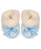 Miss Diva Flower Applique Detailed Fur Tie Up Booties - Blue