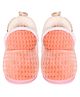 Miss Diva Check Texture Detailed Fur Tie Up Booties - Peach