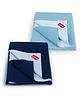 LuvLap Instadry Anti-Piling Fleece Quick Dry Baby Bed Protector Sheet, Waterproof, 70x50cm, Pack of 2, Sky Blue & Navy Blue