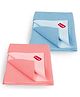LuvLap Instadry Anti-Piling Fleece Quick Dry Baby Bed Protector Sheet, Waterproof, 70x50cm, Pack of 2, Sky Blue & Salmon Rose