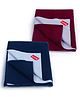 LuvLap Instadry Anti-Piling Fleece Quick Dry Baby Bed Protector, Waterproof, 100x140cm, Pack of 2, Maroon & Navy Blue