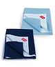 LuvLap Instadry Anti-Piling Fleece Quick Dry Baby Bed Protector, Waterproof, 100x140cm, Pack of 2, Sky Blue & Navy Blue