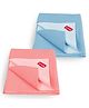LuvLap Instadry Anti-Piling Fleece Quick Dry Baby Bed Protector, Waterproof, 100x140cm, Pack of 2, Sky Blue & Salmon Rose