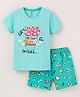 Cucumber Cotton  Half Sleeves Nightwear T-Shirt and Shorts Set Sweets Print - Baby Pink