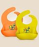 LuvLap Silicone Baby Bibs, Waterproof & Easy to Clean Feeding Bibs for Babies and Toddlers, Pack of 2  Orange & Yellow