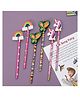 Yellow Bee Pencil with Unicorn Rainbow & Butterfly Motifs Pack of 6 - Pink