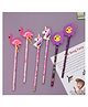Yellow Bee Pencil with Unicorn Flower & Flamingo Motifs Pack of 6 - Pink