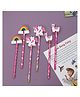 Yellow Bee Pencil with Unicorn Rainbow & Lama Motifs Pack of 6 - Pink